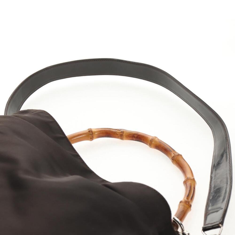 GUCCI Bamboo Hand Bag Nylon 2way Brown Auth ep11084 - Picture 15 of 16